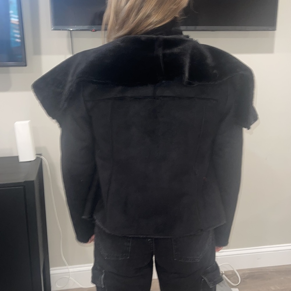 Black Waterfall Shearling Jacket - image 4
